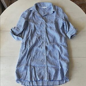 Melissa Nepton Cynthia Royal Striped Button-Up Shirt Dress